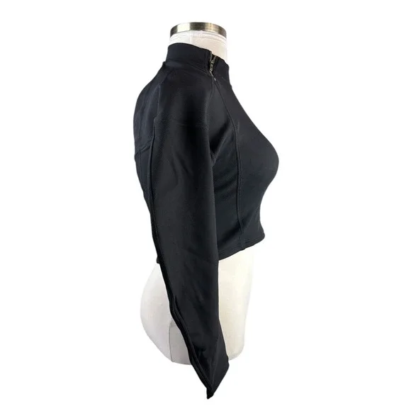 Lululemon Ribbed Luxtreme Wide Sleeve Pullover Black Crop Women's No Size Tag - Picture 10 of 15